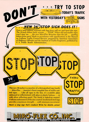 Advertisement for yellow stop signs