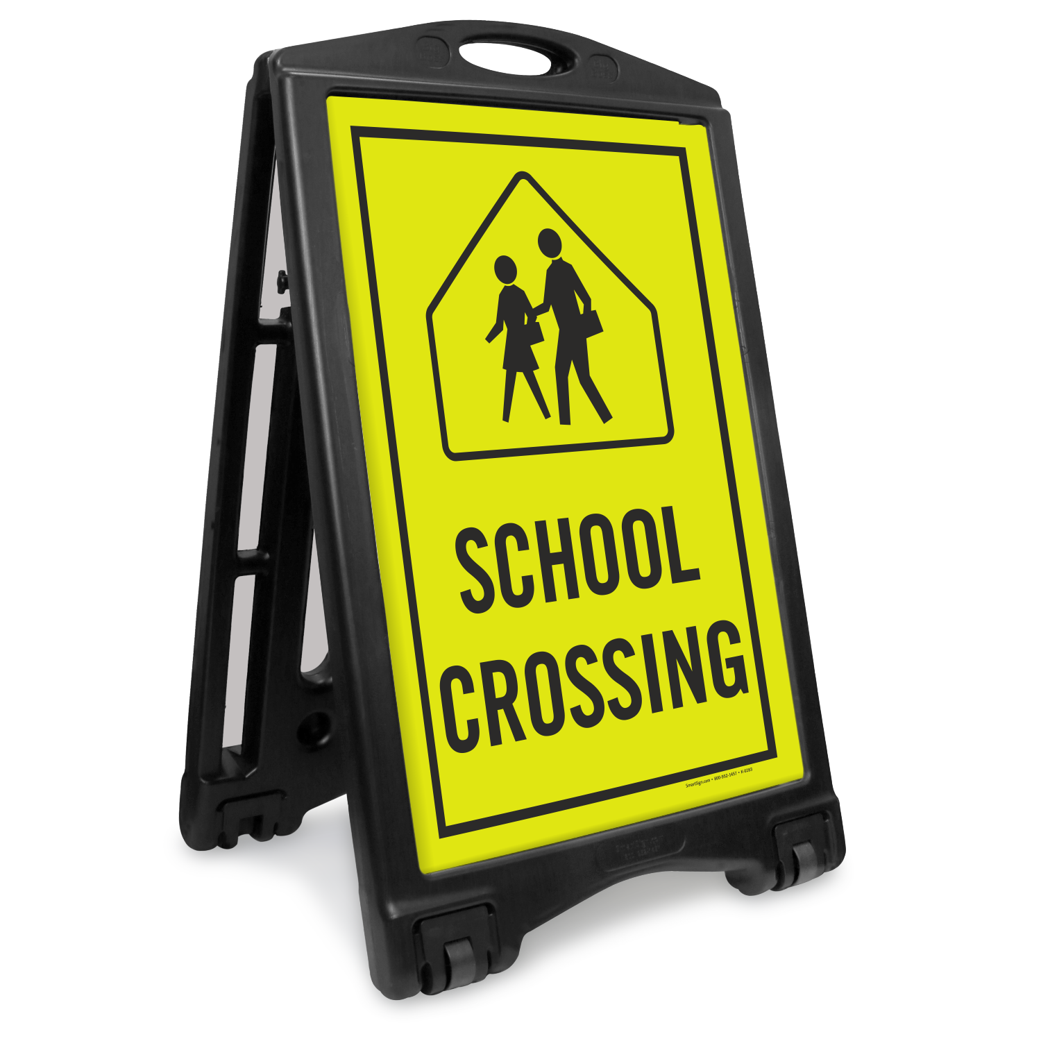 USED STREET SIGN SCHOOL CROSSING YELLOW/GREEN w/BLACK DETAILS
