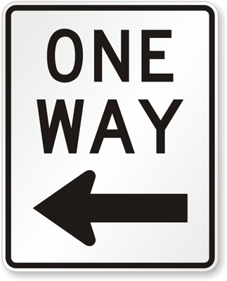 one way road sign