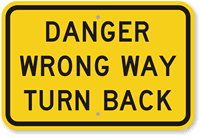 Danger Wrong Way Sign - Turn Back Sign Online, SKU: K-7427